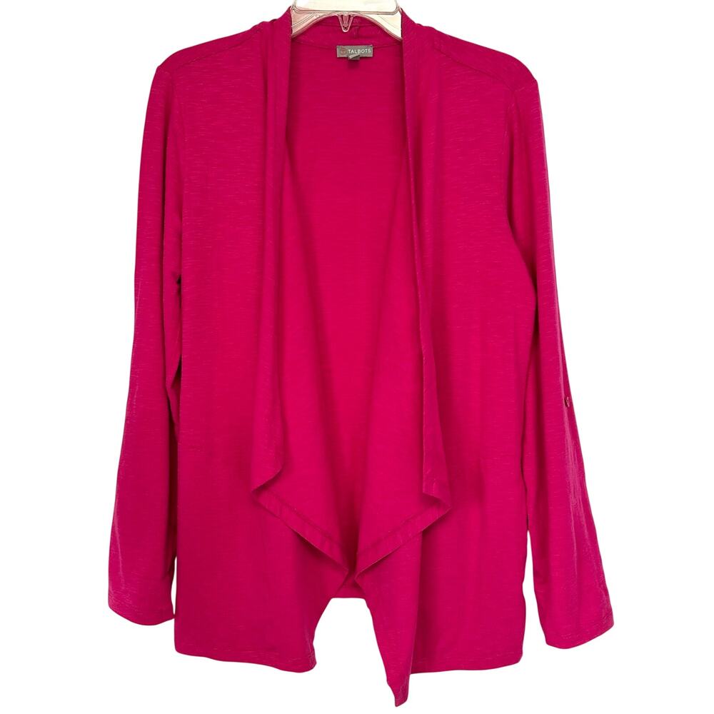 NWOT Talbots Open Draped Cardigan Sweater Fuchsia Pink Size M - Picture 2 of 7
